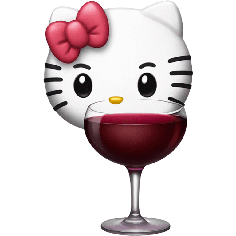 Hello Kitty drinking red wine emoji