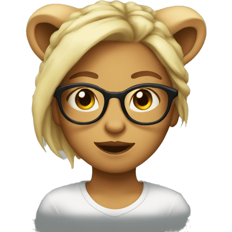 cute female leonin with glasses emoji