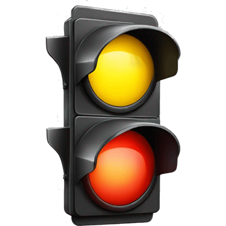 a red/yellow color traffic light with yellow lit emoji