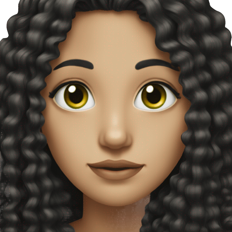 woman green eyes very long black hair curly  emoji