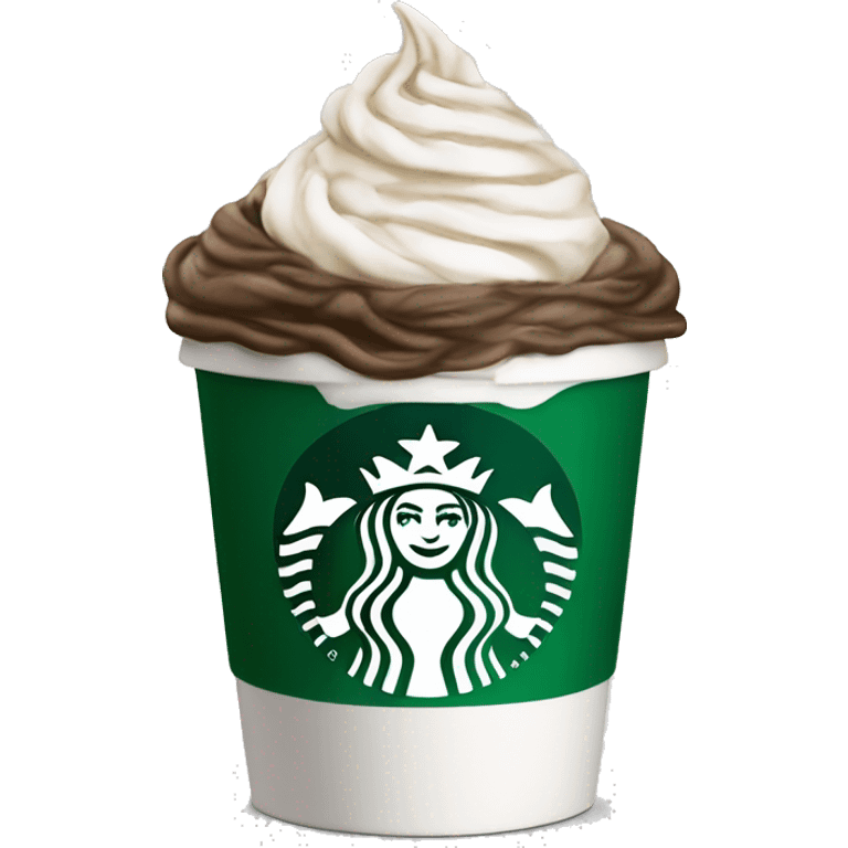 Peppermint coffee with whipped cream in a Starbucks cup emoji