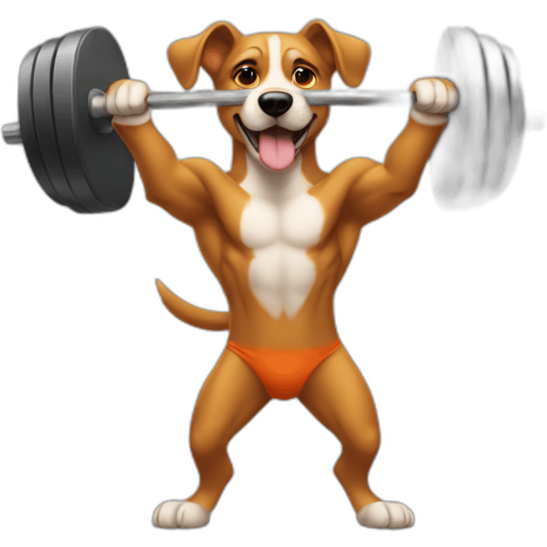 A dog lifting a barbell emoji