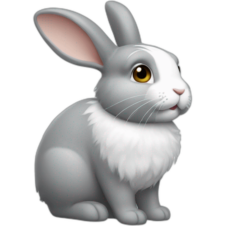 Lapin gris et blanc avec des cheveux  emoji