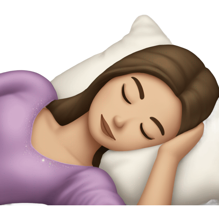 sleeping beauty brunette white girl with a silk pillow emoji