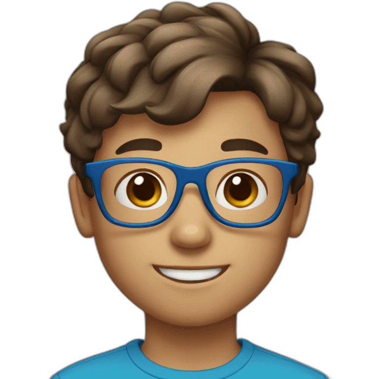 Little boy with brown hair and blue glasses emoji