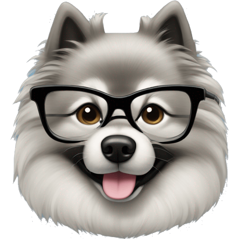 keeshond dog wearing a bow and glasses emoji