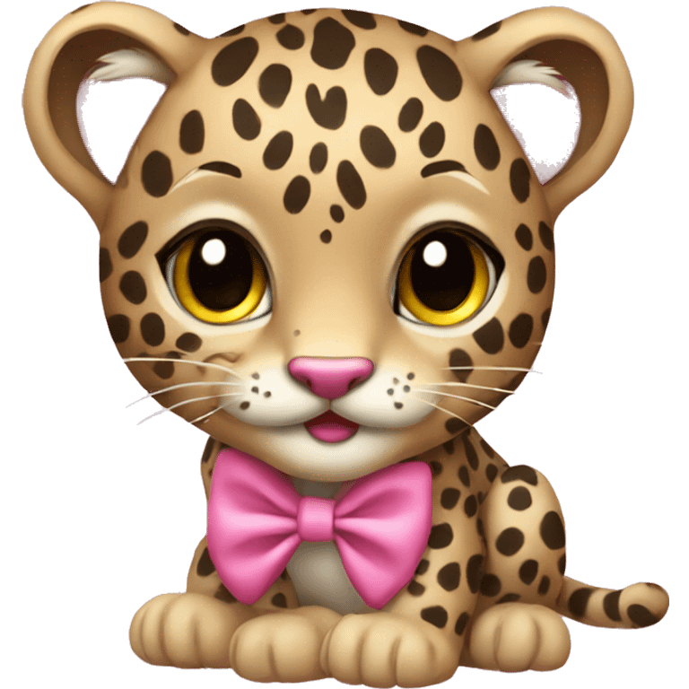 leopard cub with a pink bow emoji