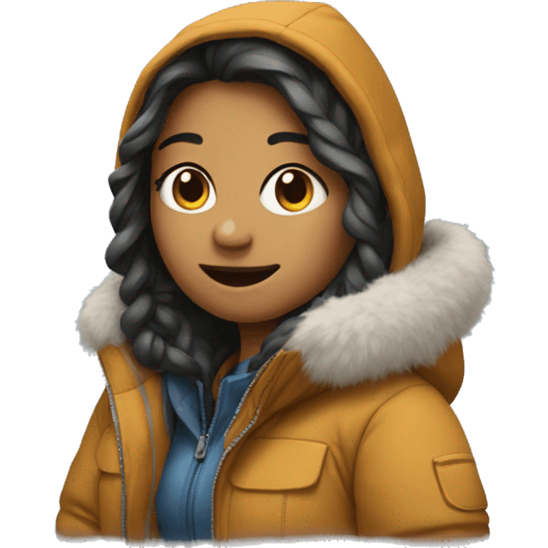 Girl wearing winter jacket  emoji