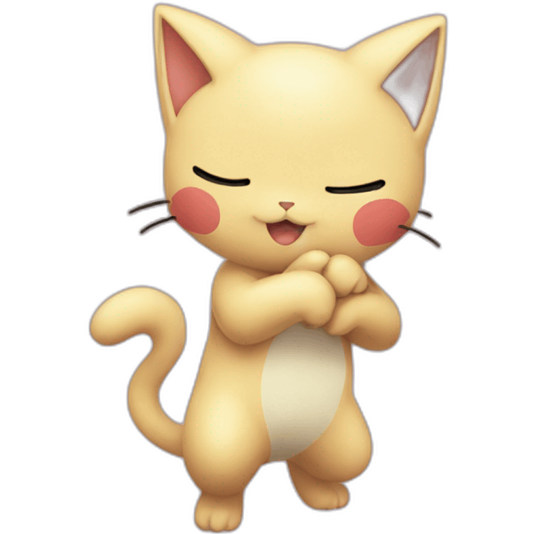 Pokémon Mew sending hug emoji