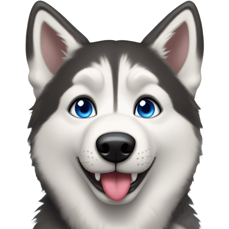 makes a husky with blue eyes and a heart shape.
pleases the limp tongue.
on black background emoji