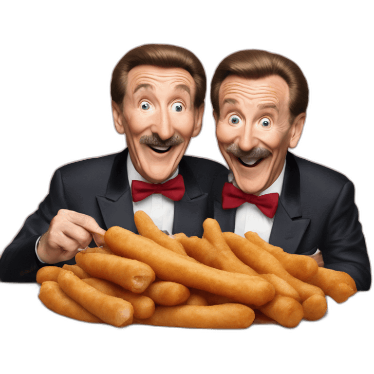 Chuckle Brothers eating the world’s biggest saveloy emoji