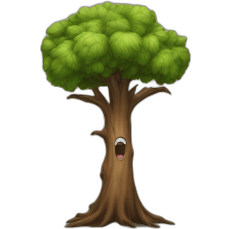 Round tree that is screaming emoji