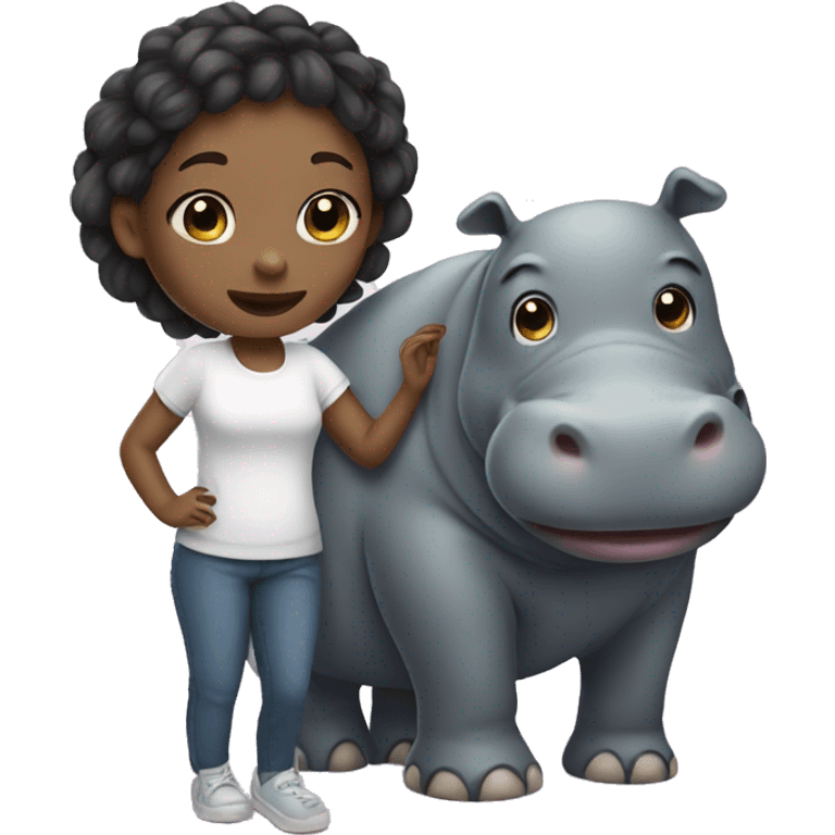 Girl with Moodeng hippo  emoji