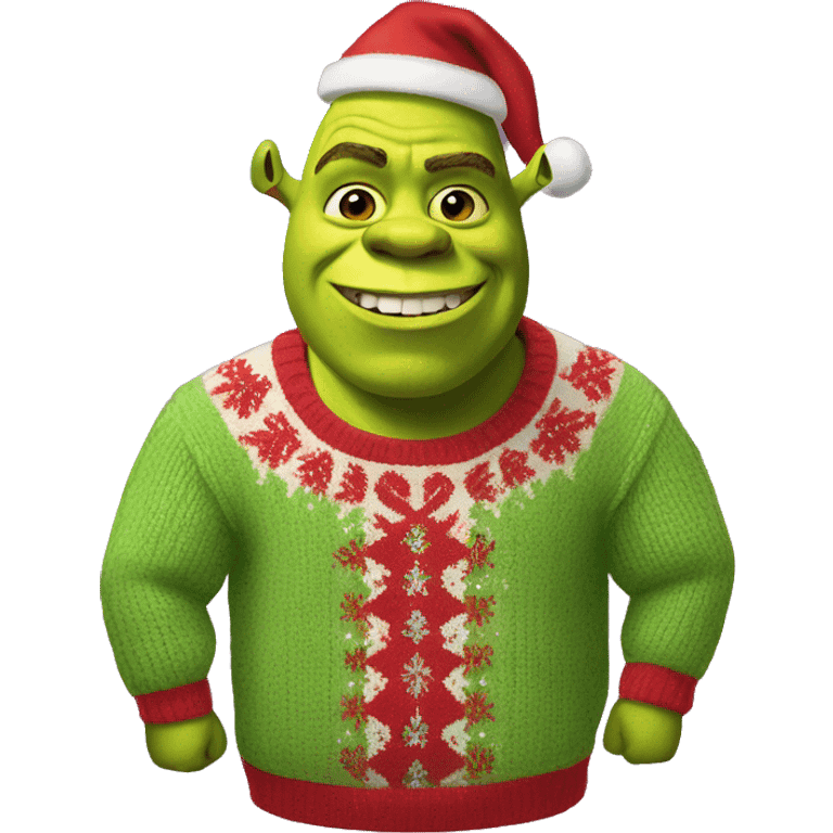 Shrek in a holiday sweater  emoji