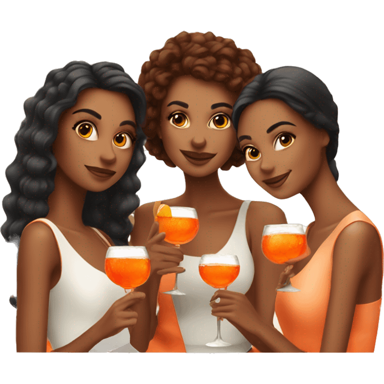 Three beautiful girls drinking aperol emoji