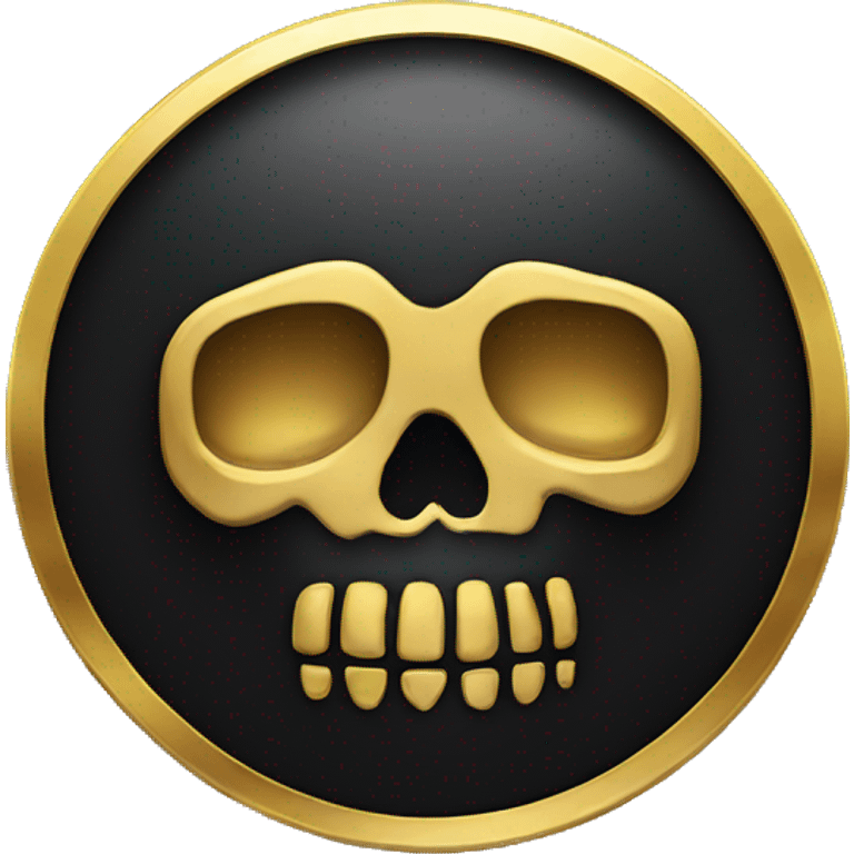 black coin with gold skull emoji