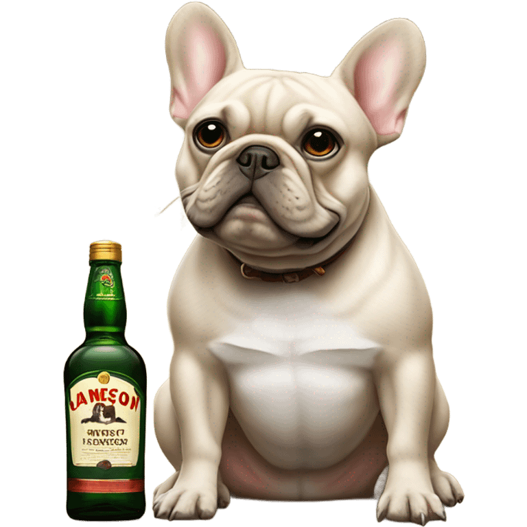 french bulldog with huge balls and a bottle of jameson emoji