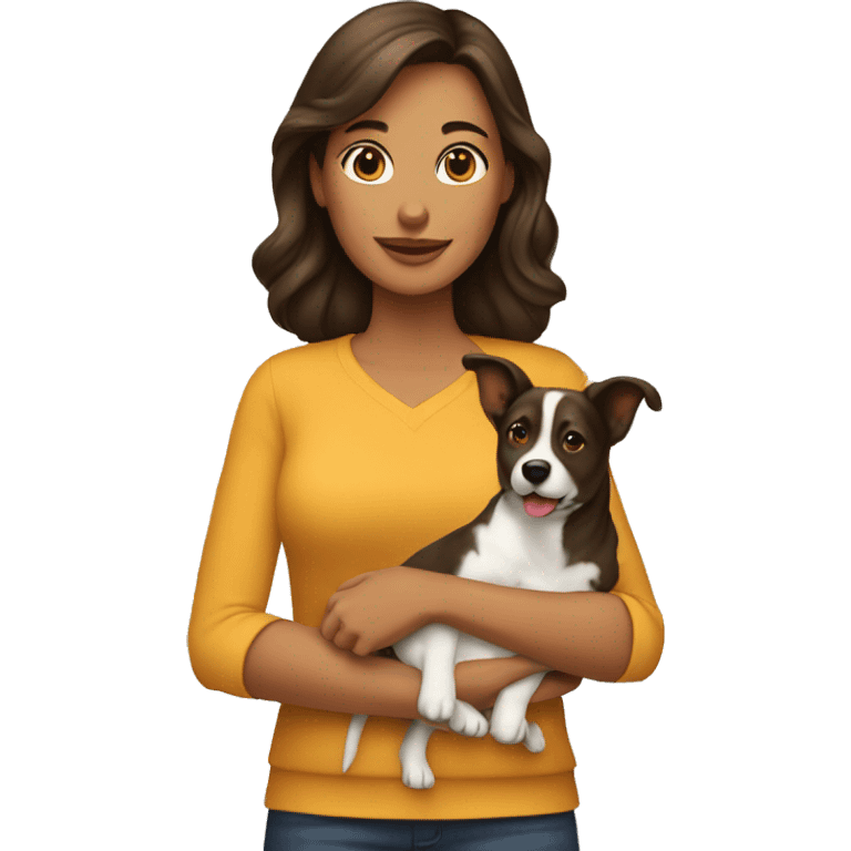 Brunette petting dog emoji