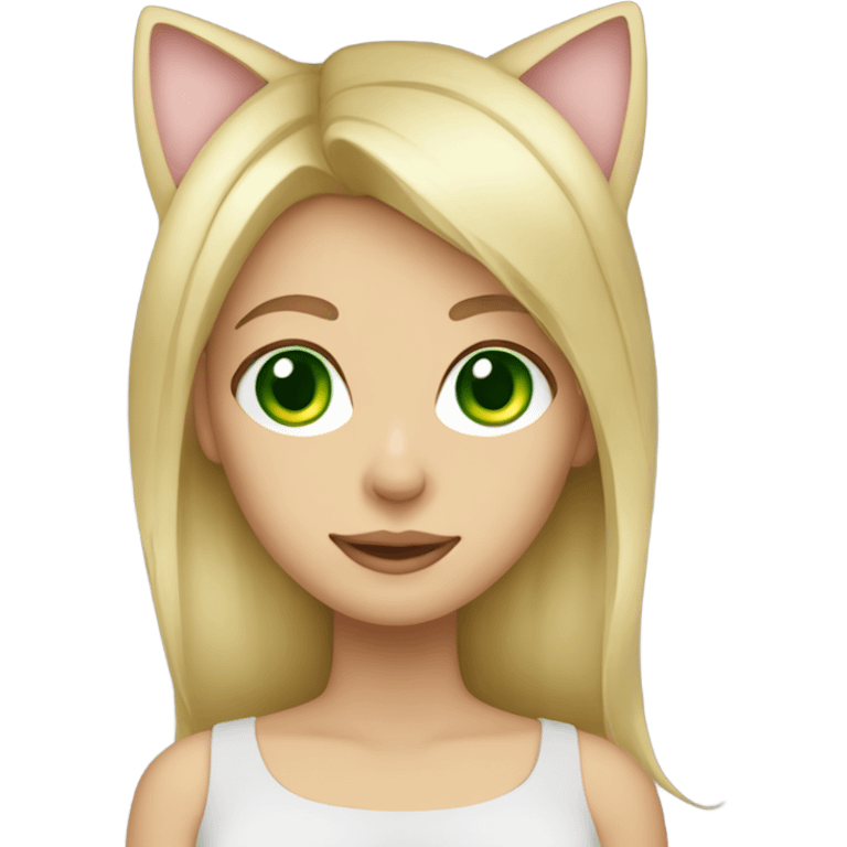 blonde girl green eyes with cat ears emoji