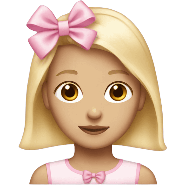 Blonde with light pink hairbow emoji