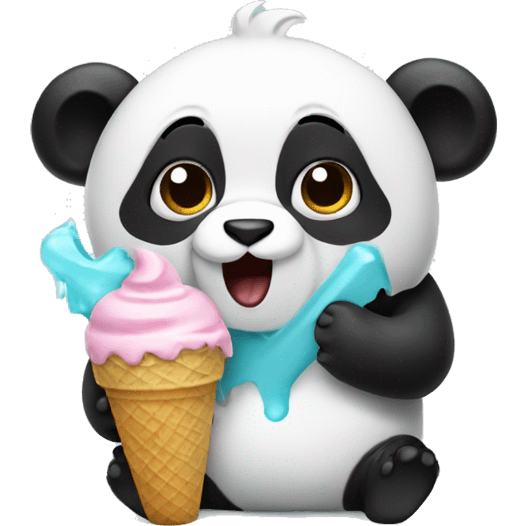 Panda eating ice cream emoji