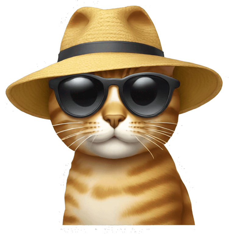 Cat with sunglasses and hat boring emoji