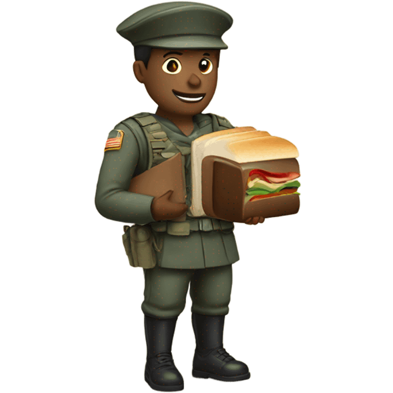 Soldier holding a bible and sandwich in each hand  emoji