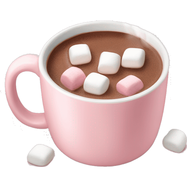 Light Pink mug of hot chocolate with marshmallows  emoji