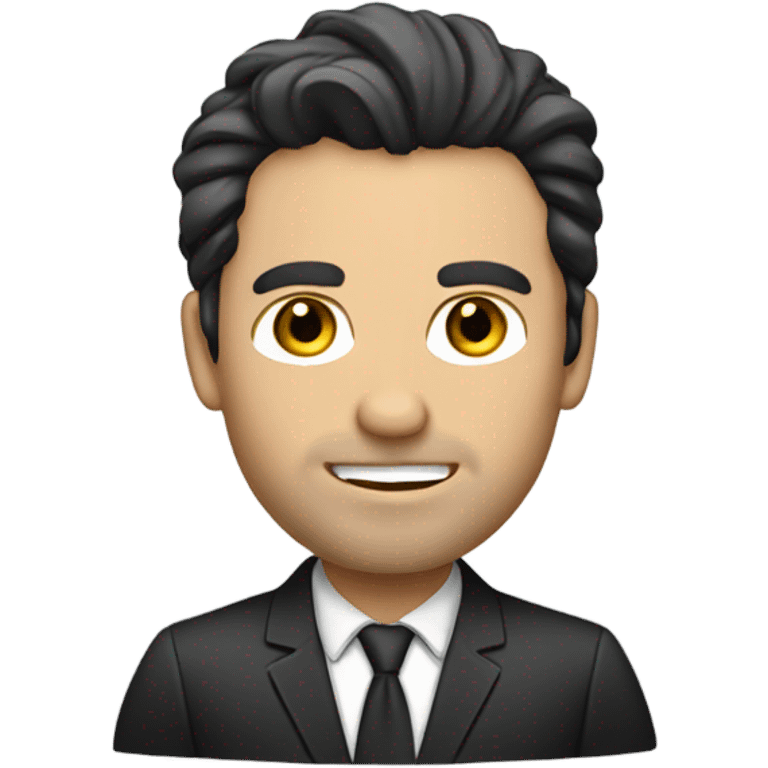 caucasian businessman black messy straight hair emoji