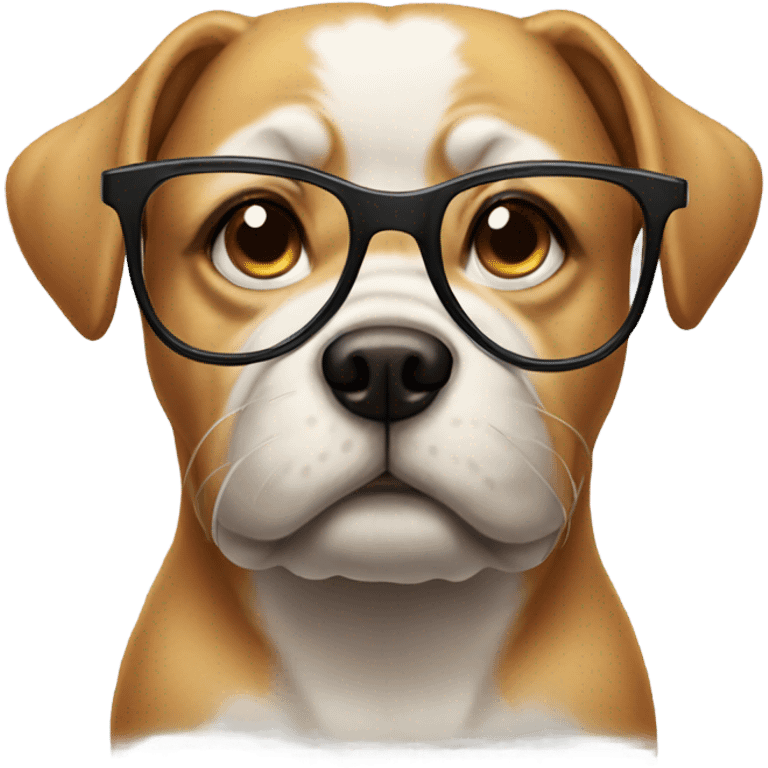 Buff dog wearing glasses emoji