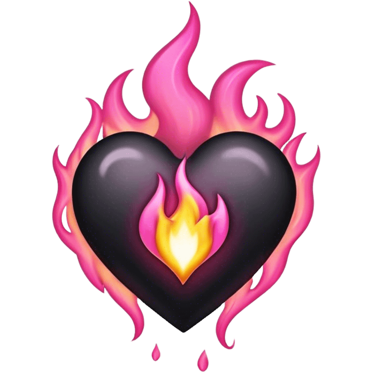 black heart with pink flame emoji