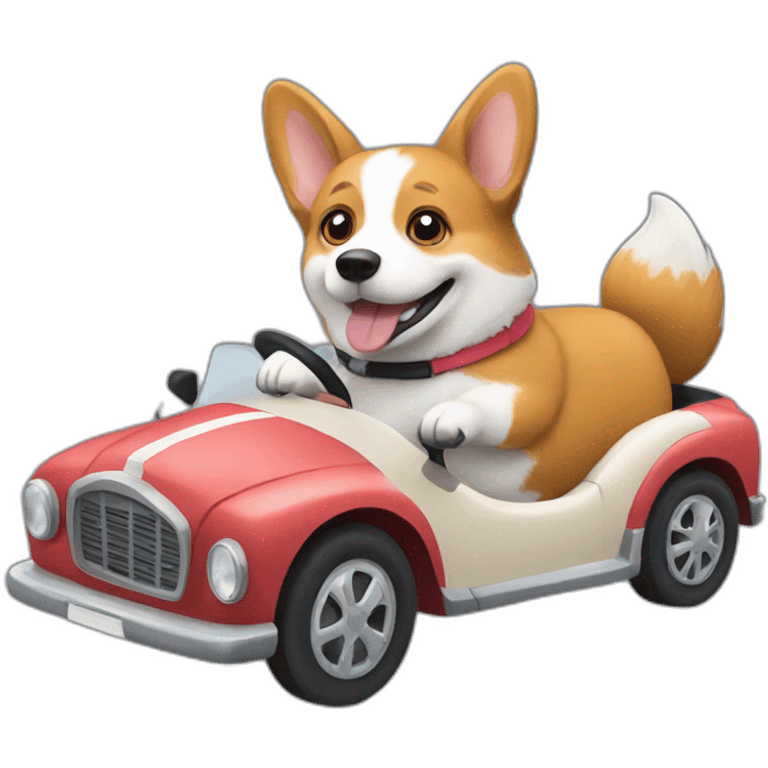 corgi driving a car emoji