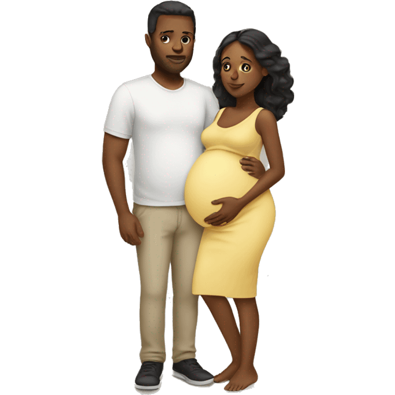 Pregnant black woman with husband emoji