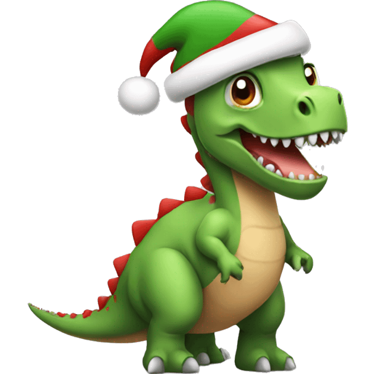 Dinosaur with christmas hat emoji