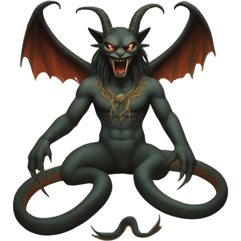 garuda snake demon who resembles a baphomet cat creature with fangs emoji