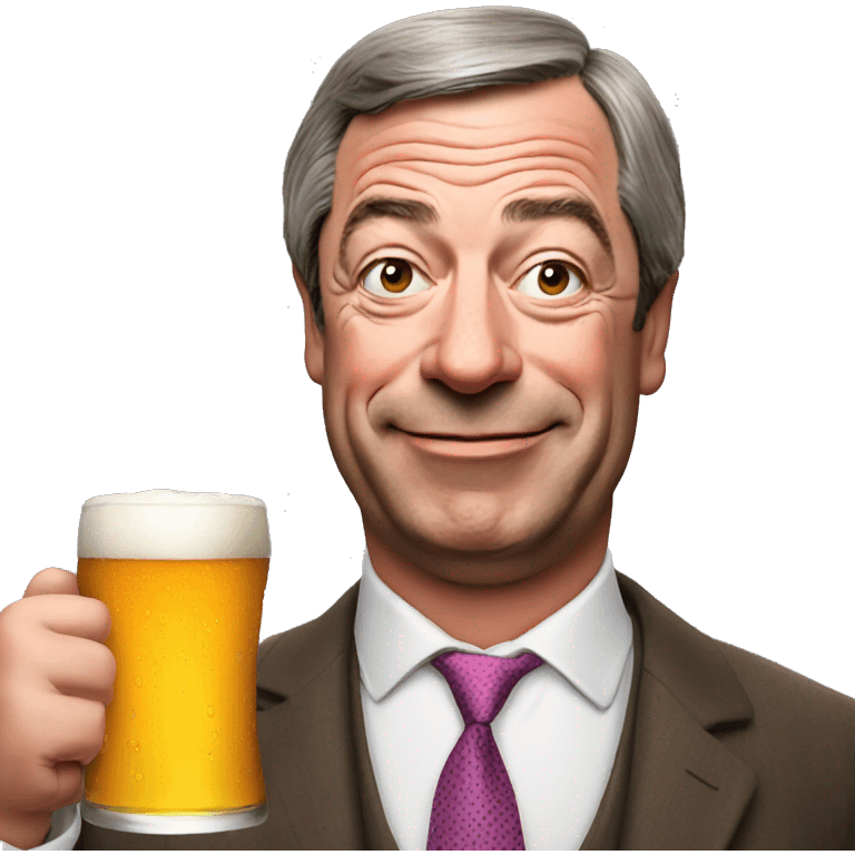 Nigel Farage drinking a beer emoji