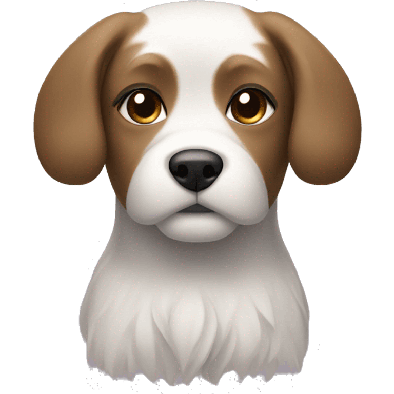 Black and white havenese dog with light brown haired woman emoji