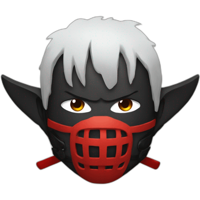 Black samurai with red and black camo oni mask emoji