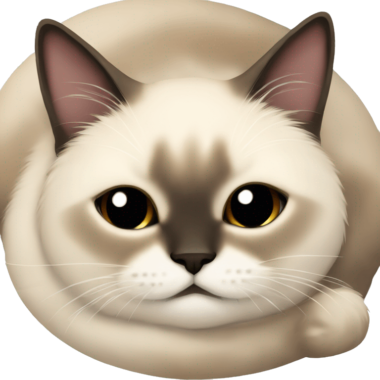 fluffy Siamese cat curled up and sleeping emoji