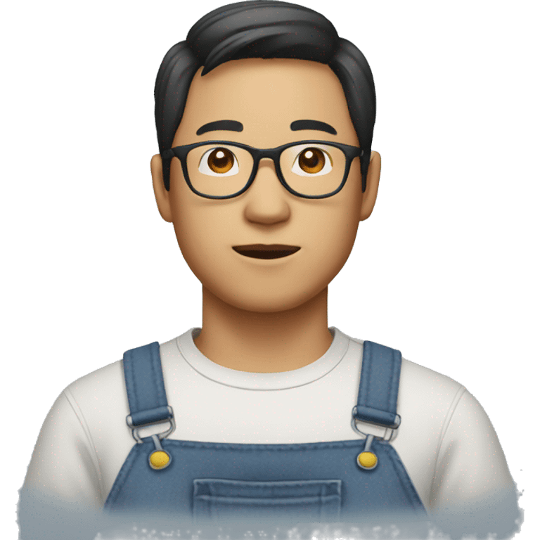 Asian man with glasses in overalls emoji