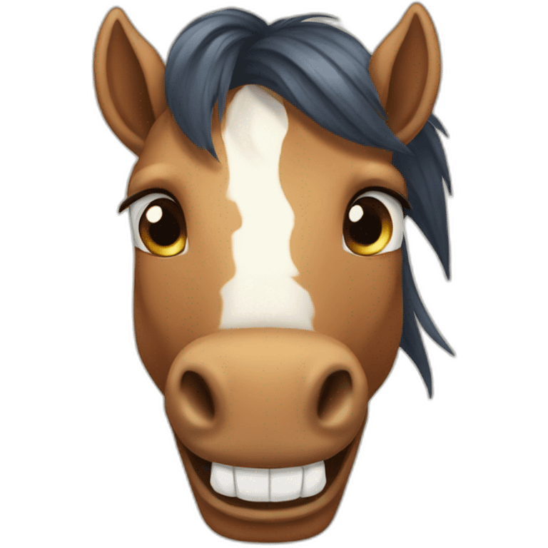 funny cartoon ponygon with big teeths emoji