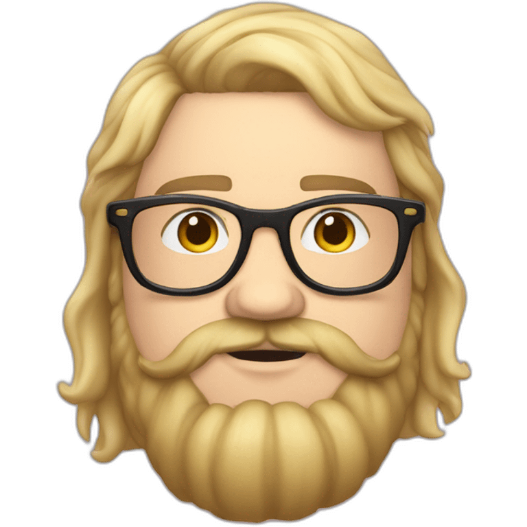 Chubby non binary Big lebowsky round glasses mid-lenght blond hair chaotic res beard vaporizer emoji