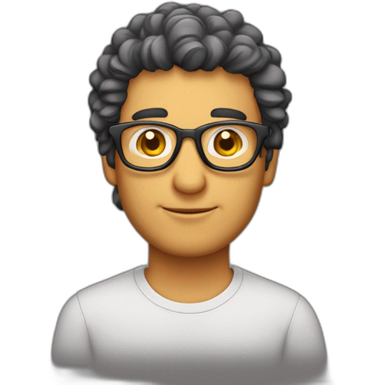 homem pardo com cavanhaque cabelo curto e levemente cacheado, oculos emoji