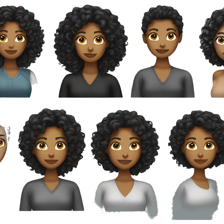 black curly long hair woman emoji