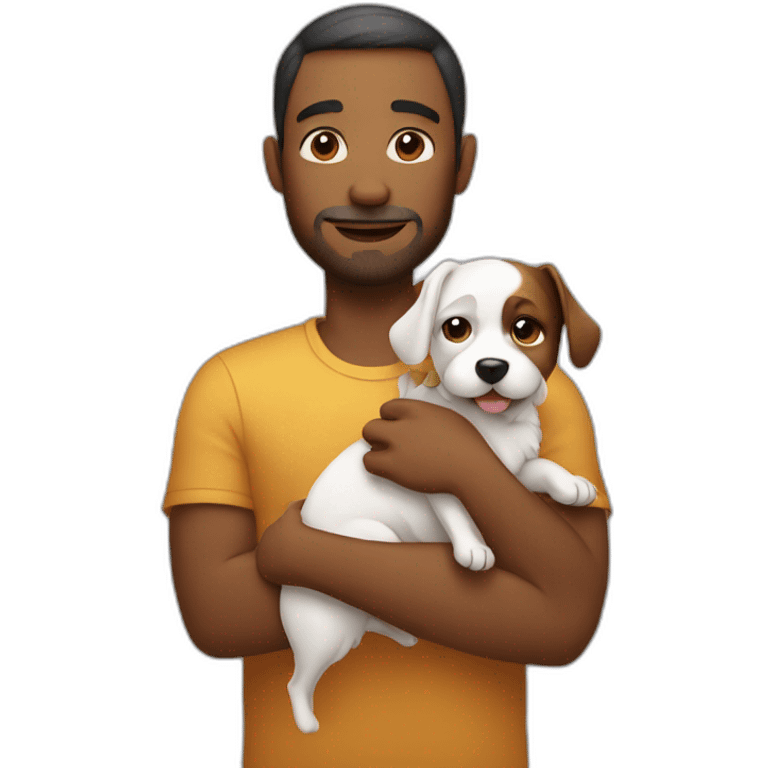 Man cradling small dog emoji