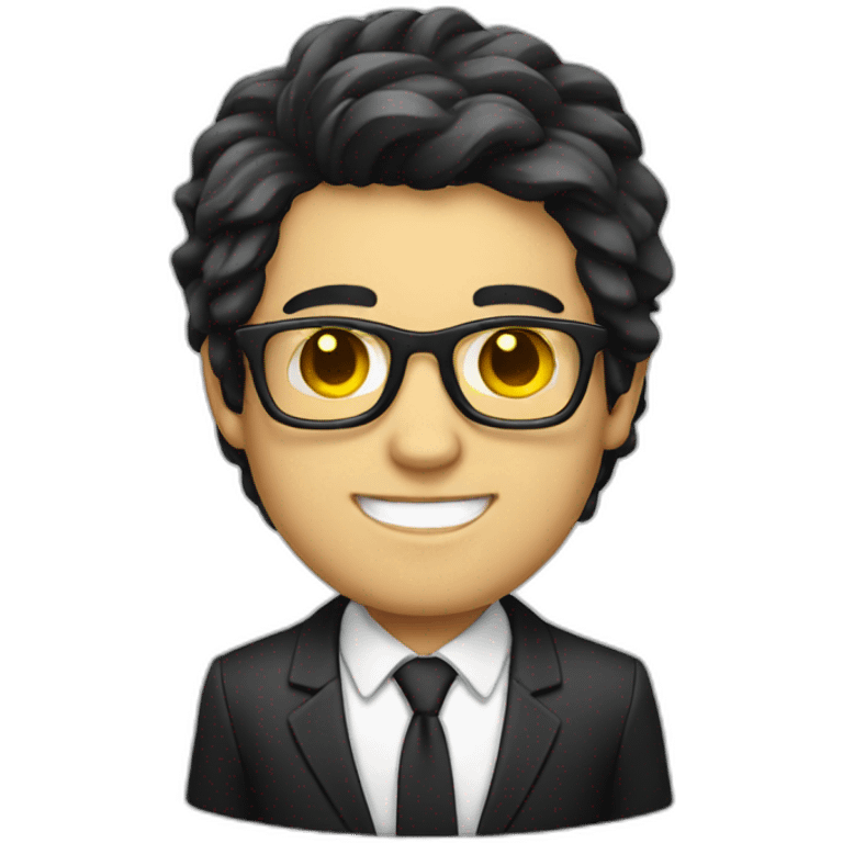 white guy with yellow tinted glasses and black hair wearing a suit  emoji