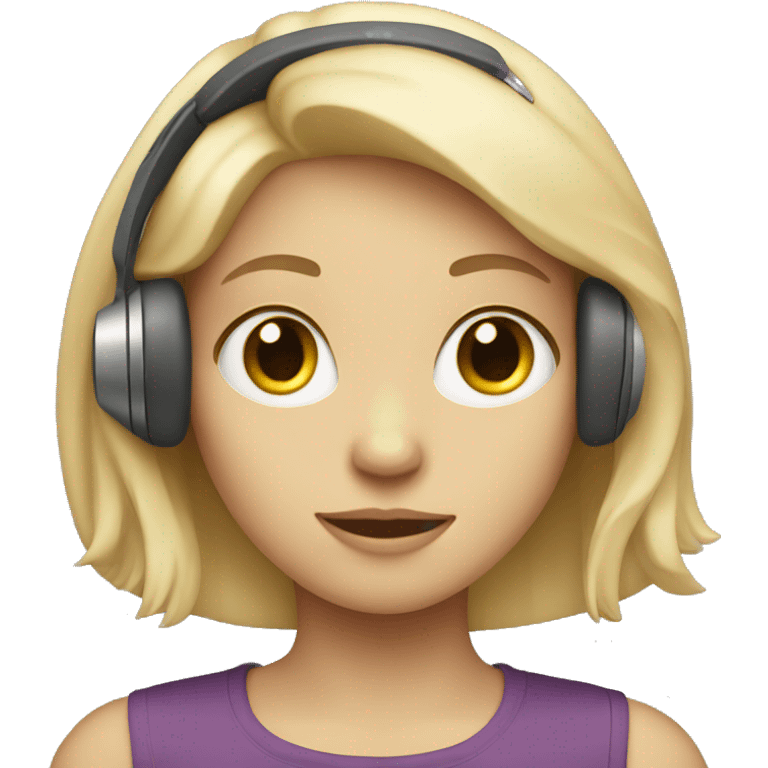 A girl with a pale face wearing headphones emoji