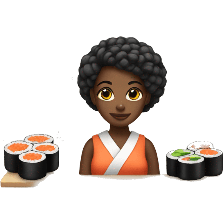 Black Girl with sushi emoji