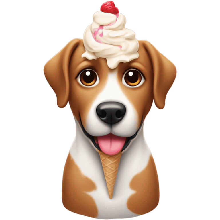 Cute dog with ice cream emoji