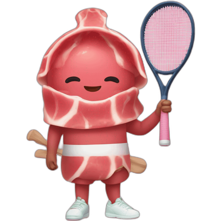 Kawaii jamon with tennis racket emoji